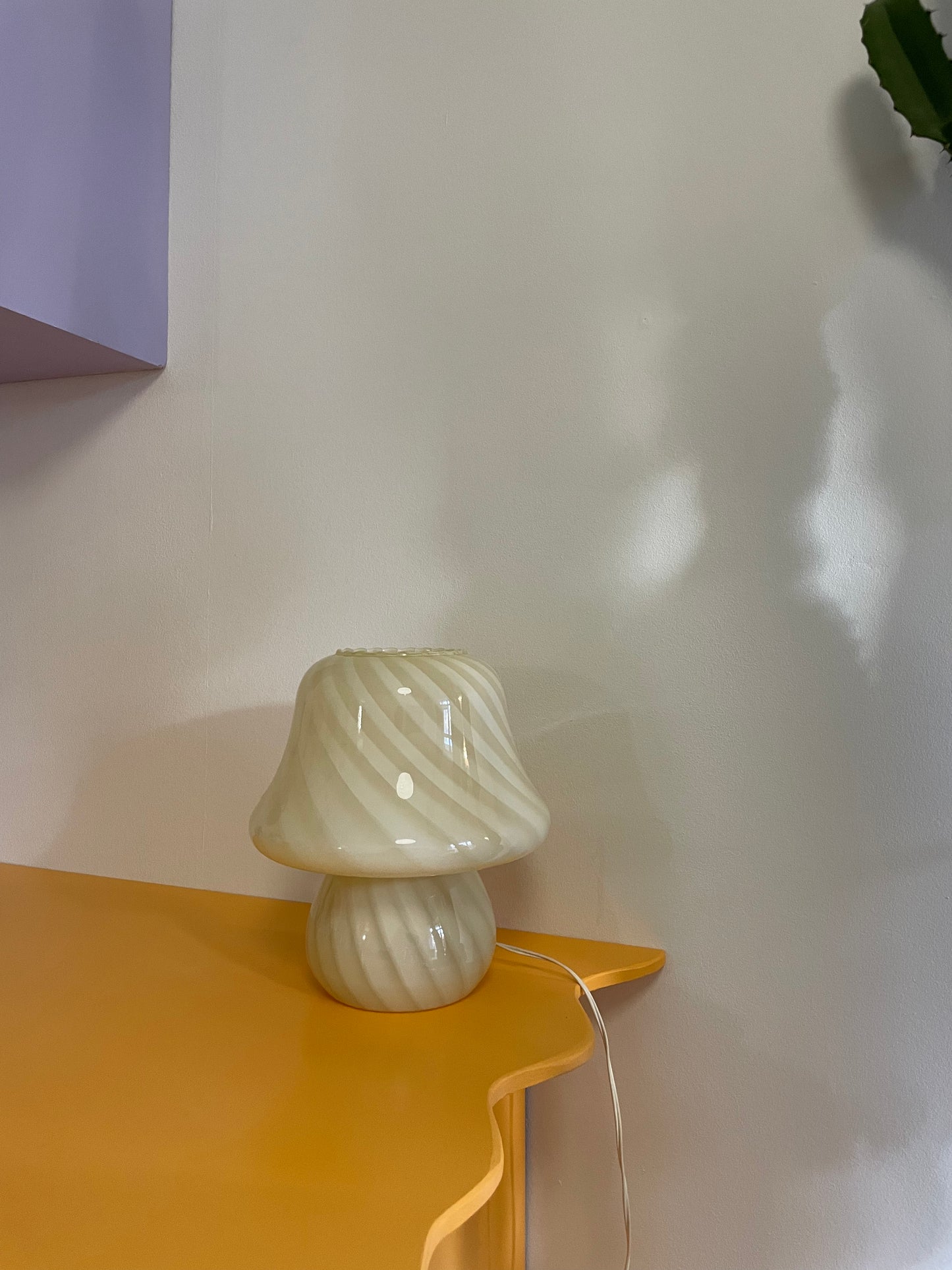 Vintage Murano yellow mushroom table lamp