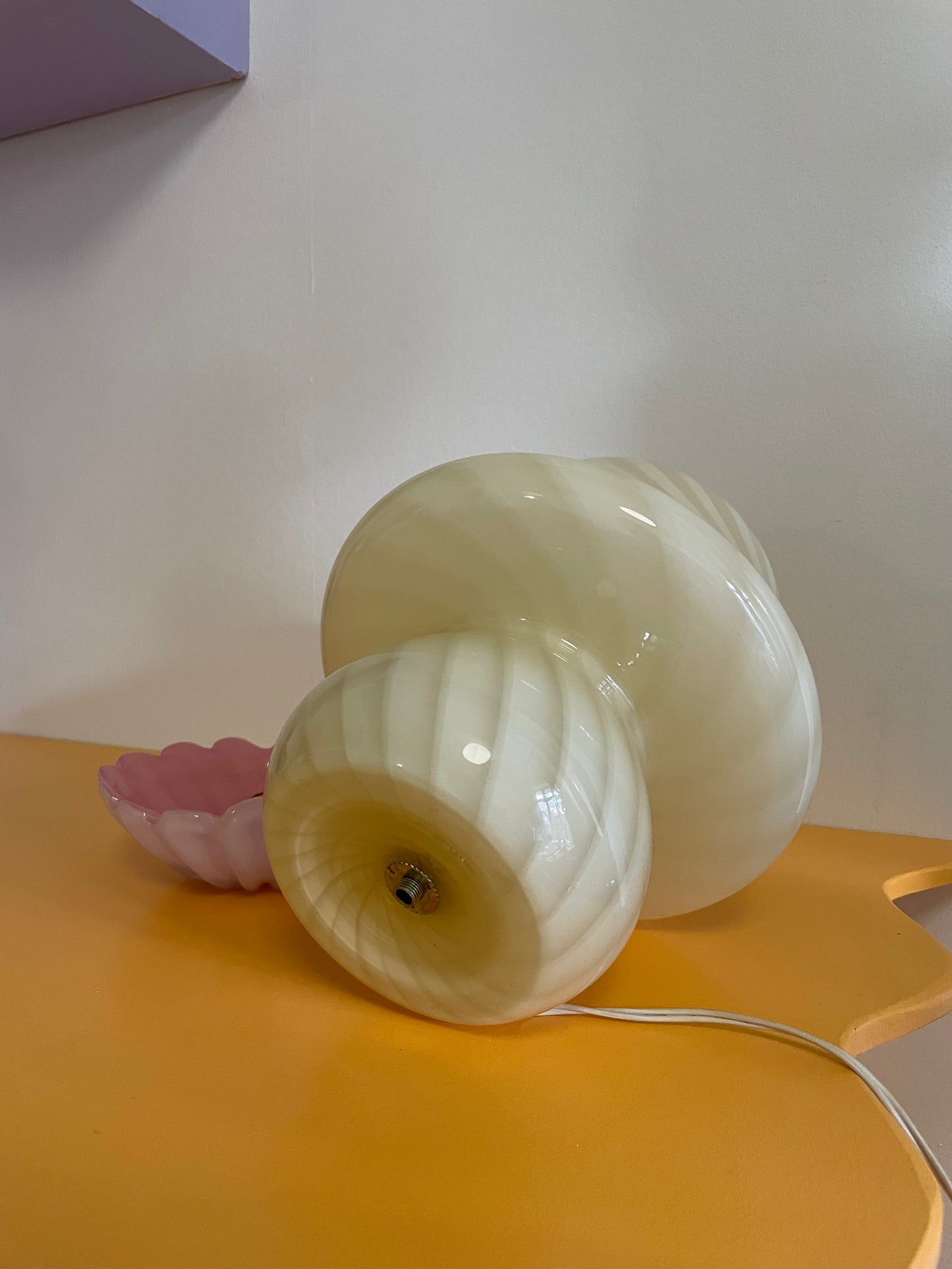 Vintage Murano yellow mushroom table lamp