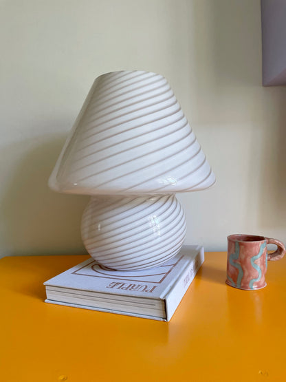 Kæmpe lyserød vintage vetri Murano mushroom lampe