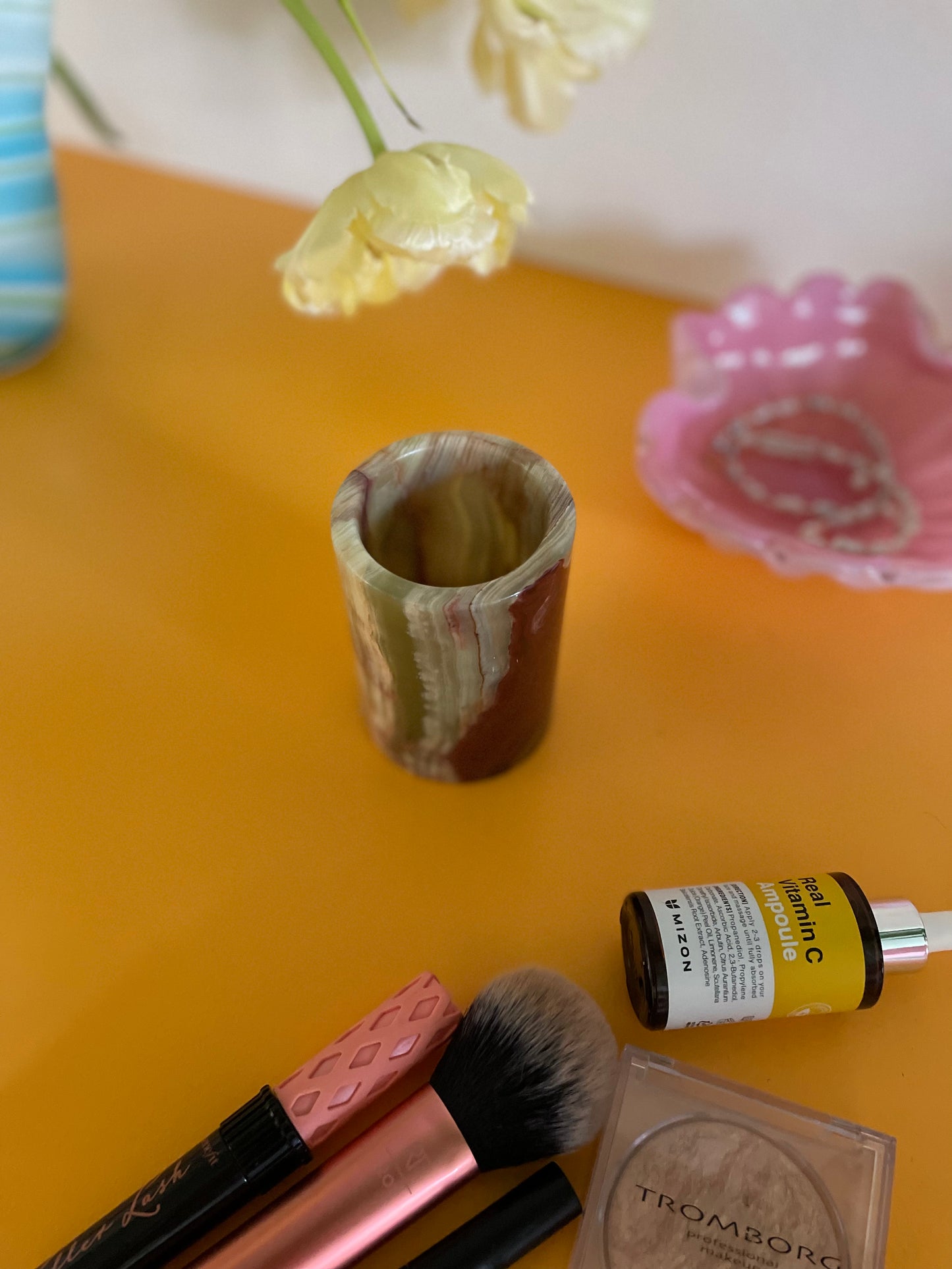 Vases and marble