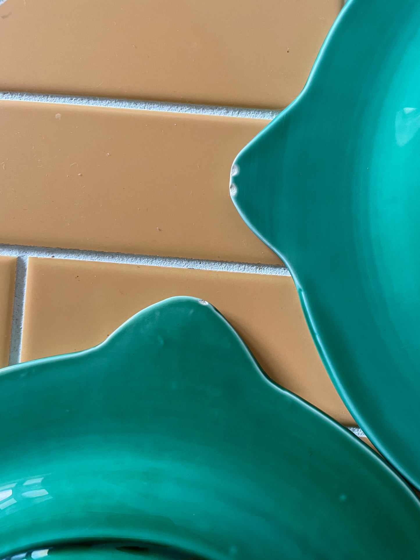 Green sarreguemines fish plates