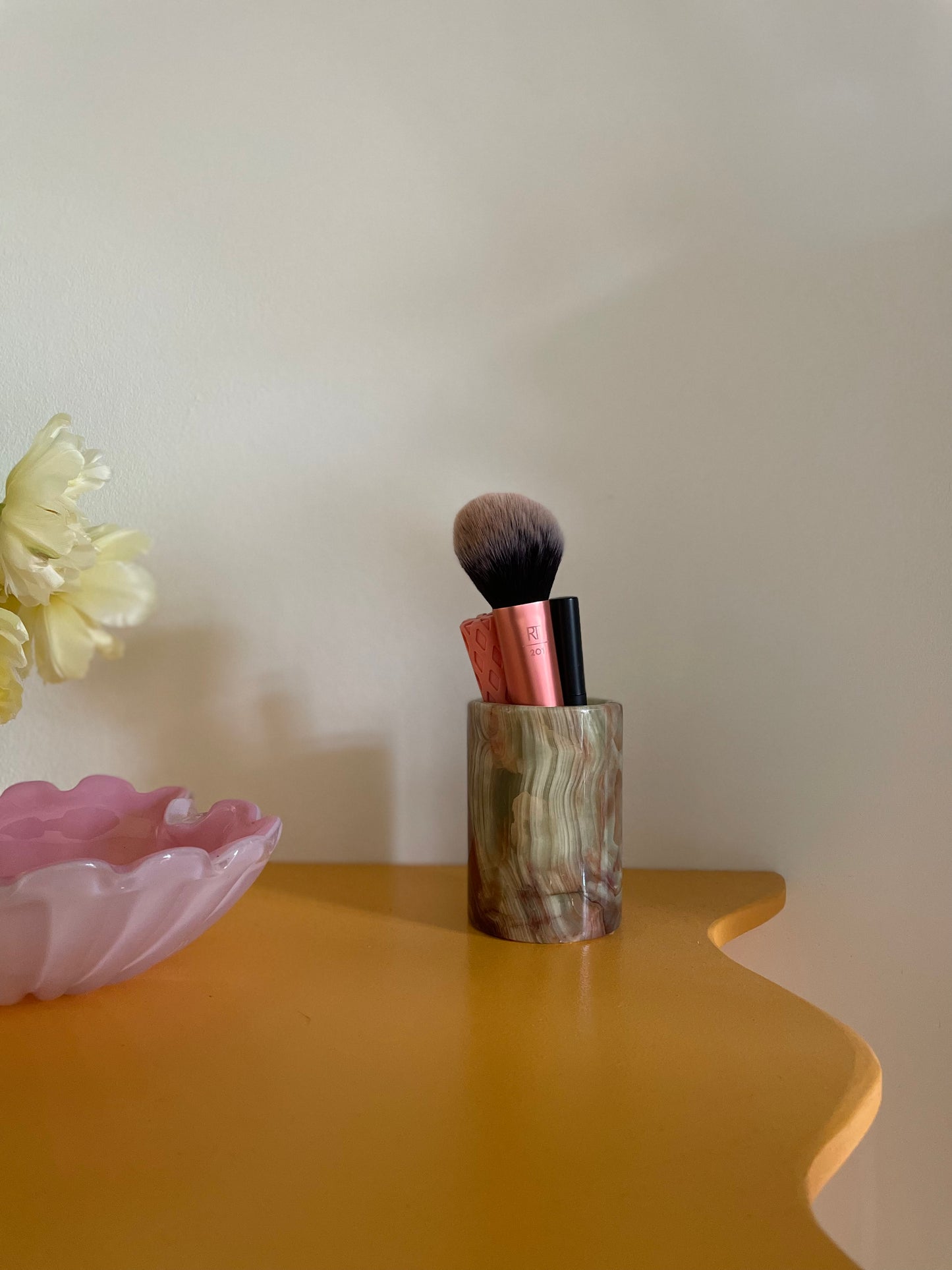 Vases and marble