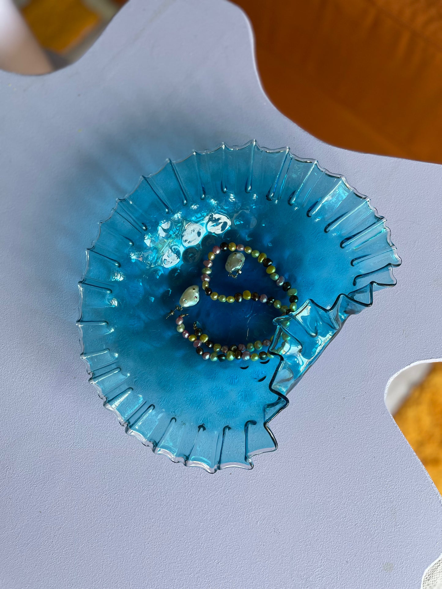 Flæseskål i blåt glas