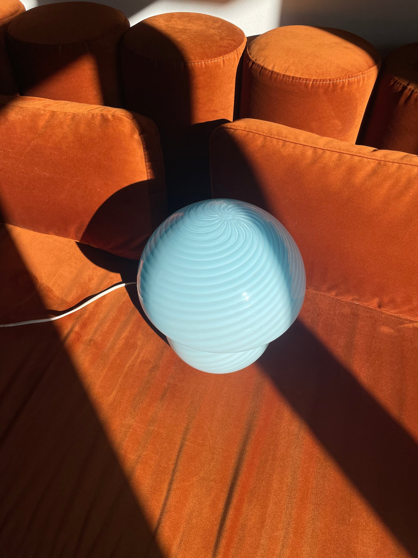Vintage Murano blå Mushroom bordlampe