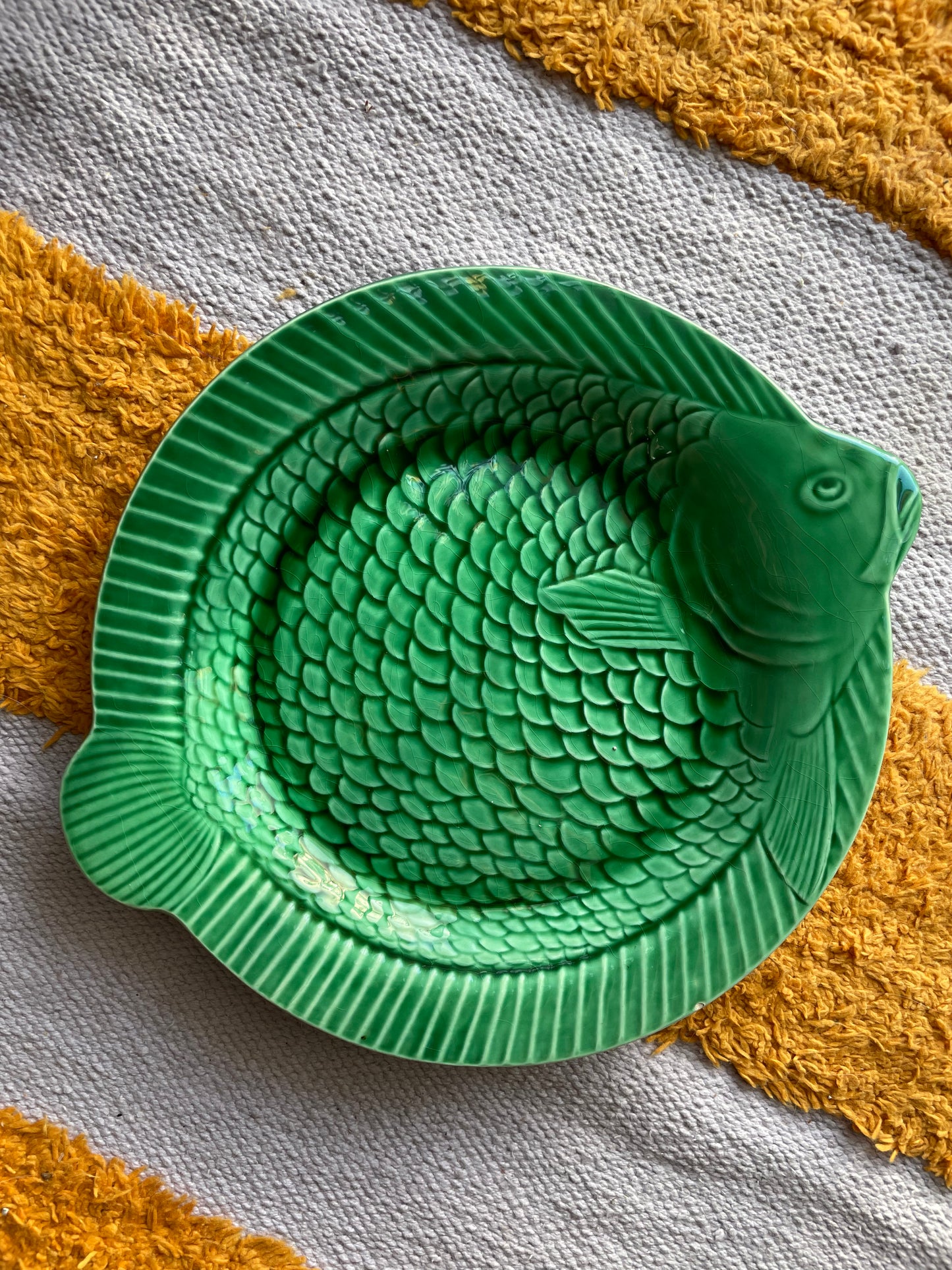 Green sarreguemines fish plates