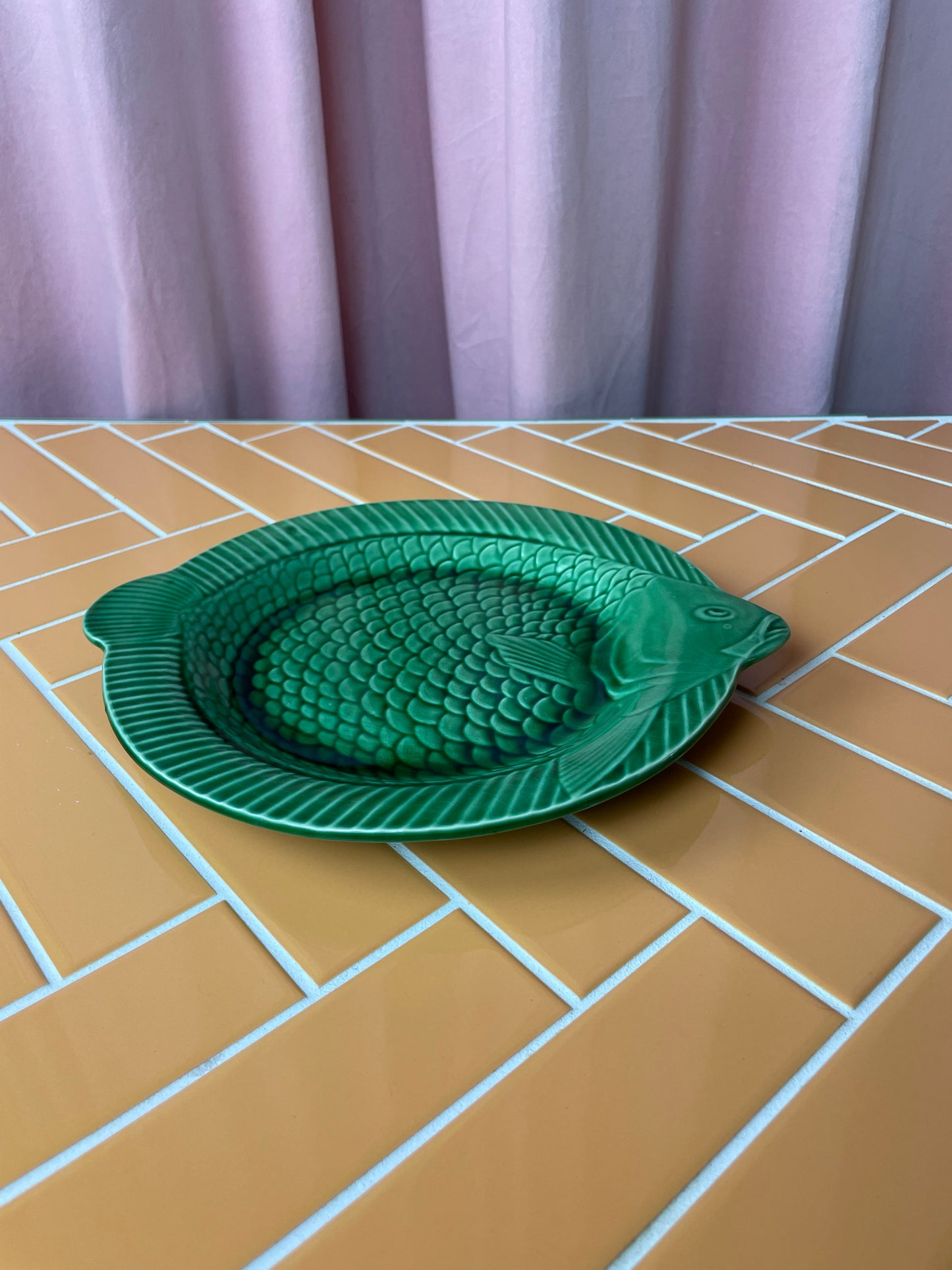 Green sarreguemines fish plates