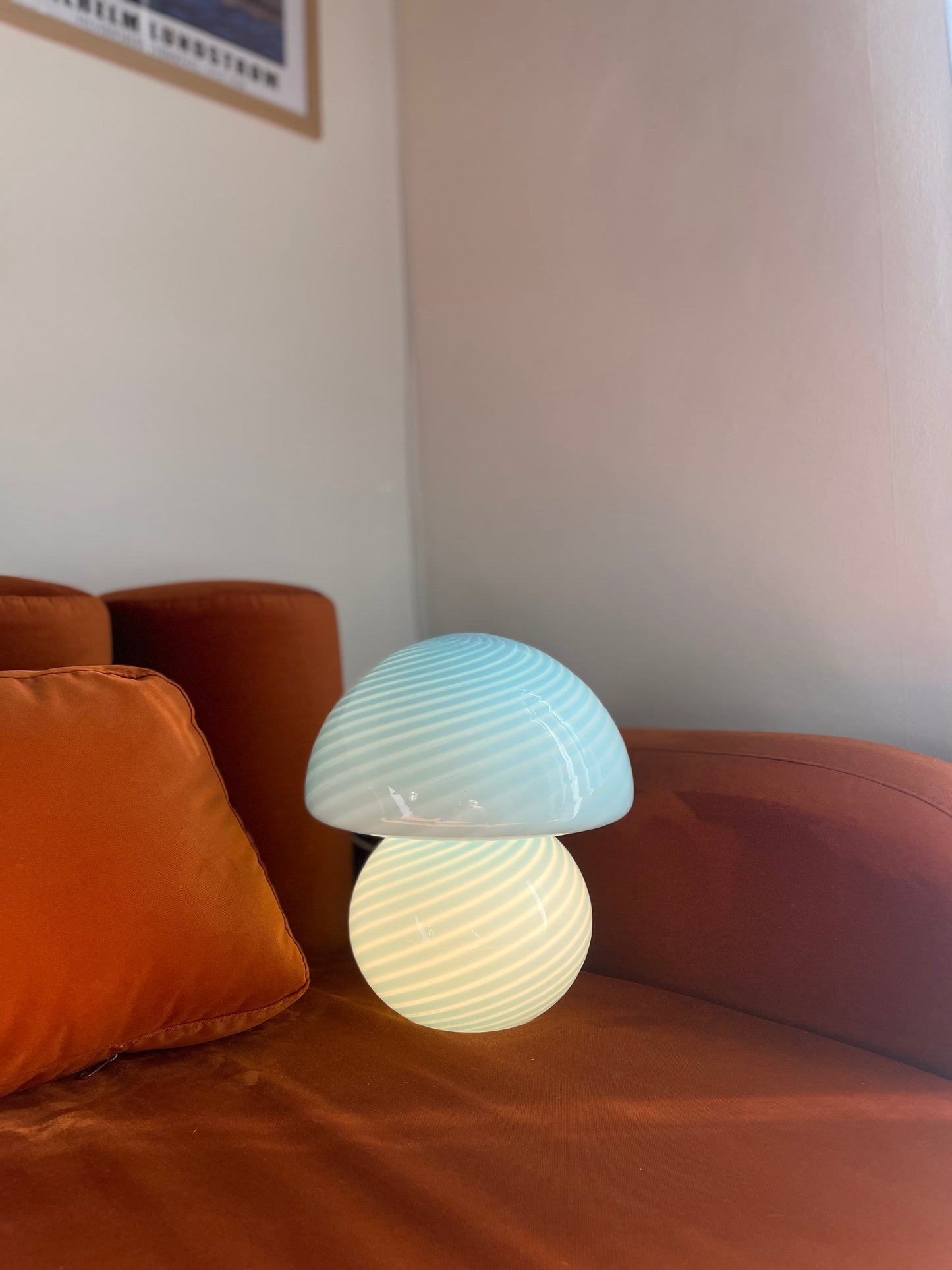 Vintage Murano blå Mushroom bordlampe