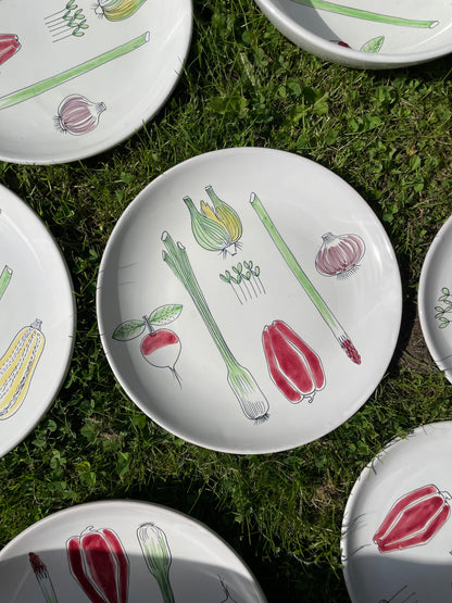 Dinner plates with vegetables