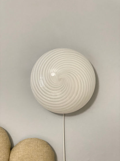 Vintage Murano white swirl wall lamp 29cm