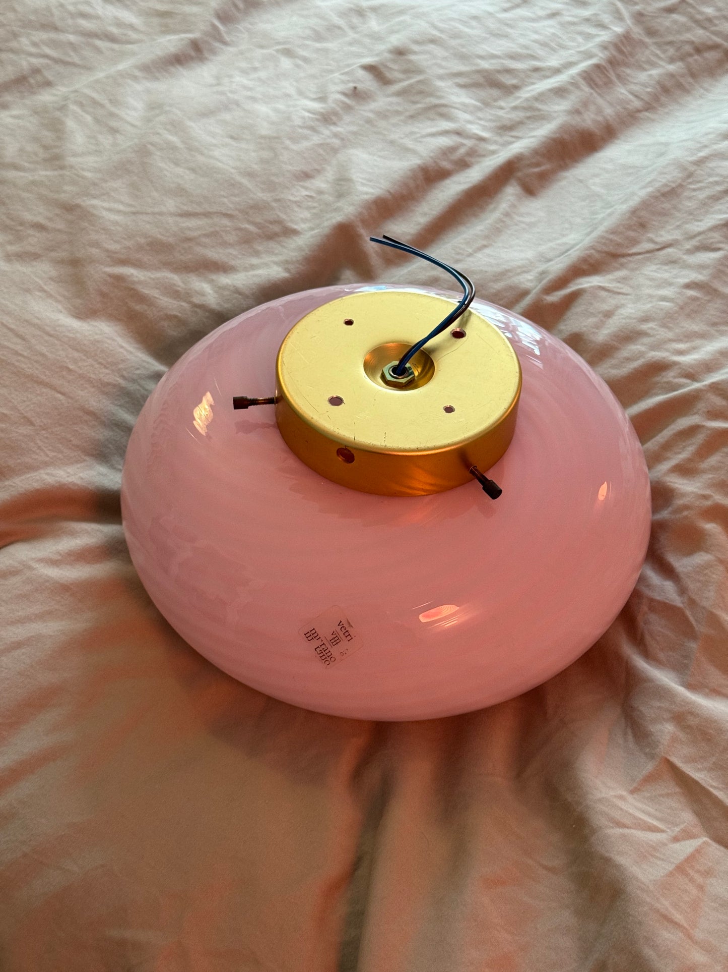 Lyserød vintage vetri Murano væglampe 26cm