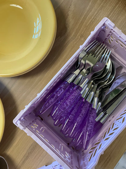 Purple bubble cutlery for 6