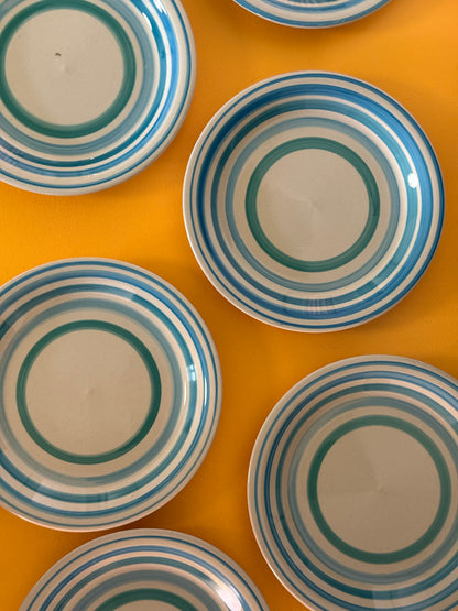 Blå grønne frokosttallerkener fra Italien