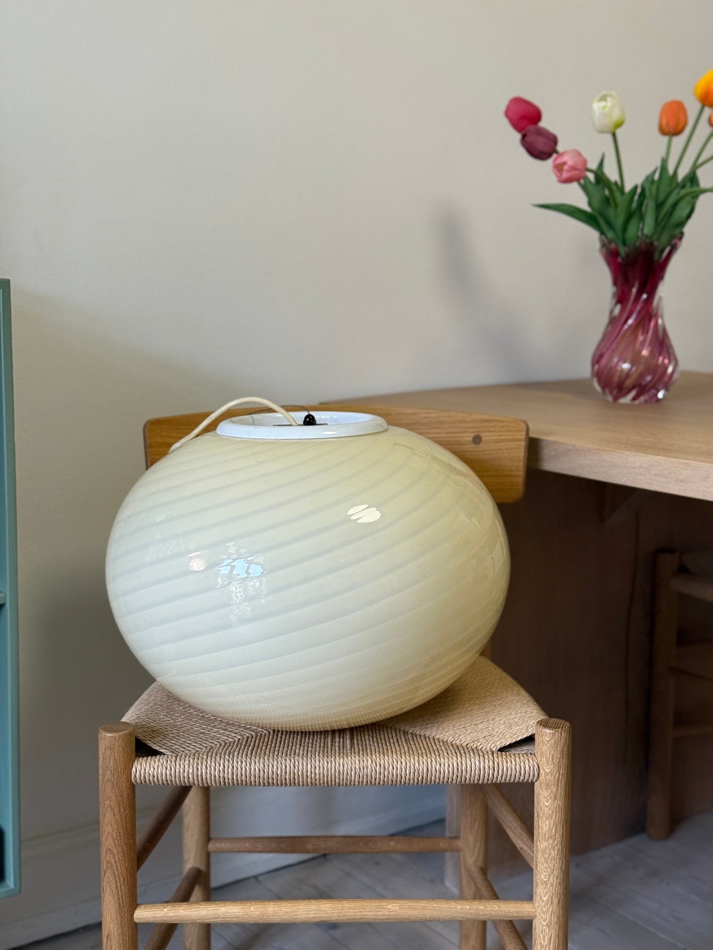 45cm Gul vintage Vetri Murano loftlampe