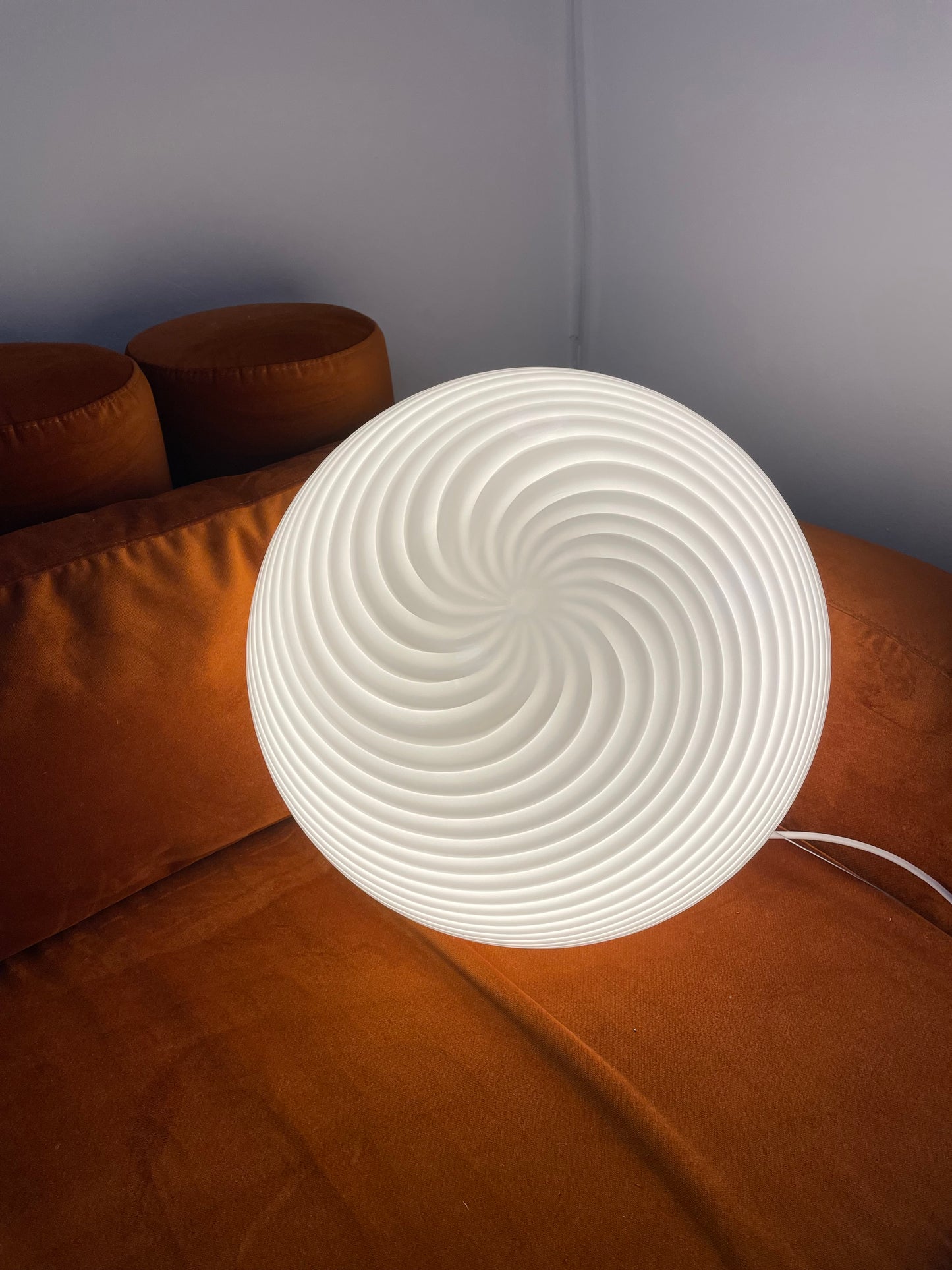 Vintage Vetri Murano 40cm loftlampe hvid swirl
