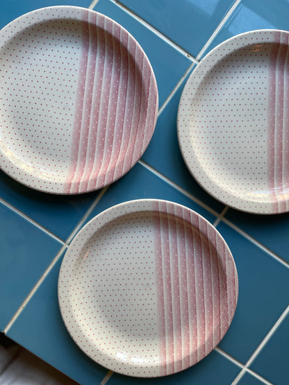 Engelske Churchill middagstallerkner med lyserødt mønster