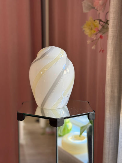 Vintage vetri murano bordlampe med gul og grå striber