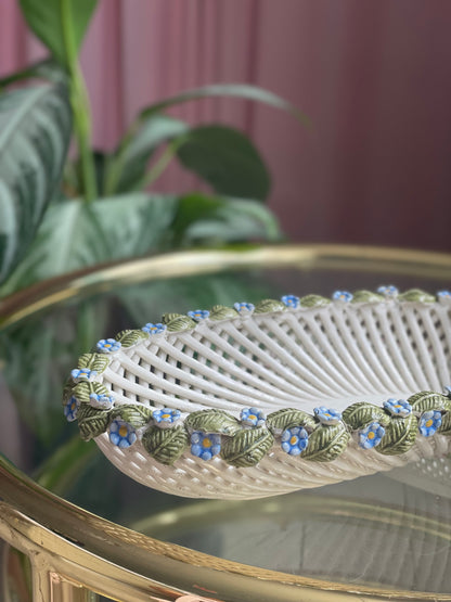 Italian wicker basket with flowers