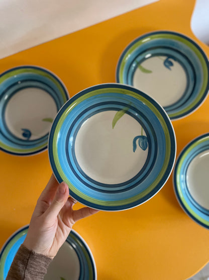 Deep plates with blue flower