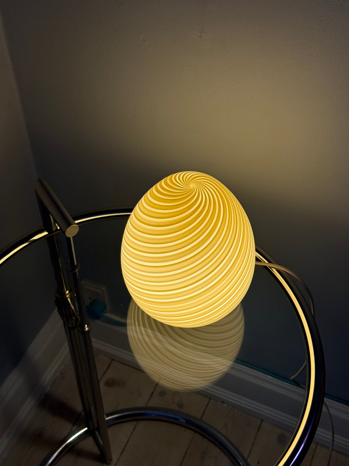 Vintage Vetri Murano gul æg bordlampe