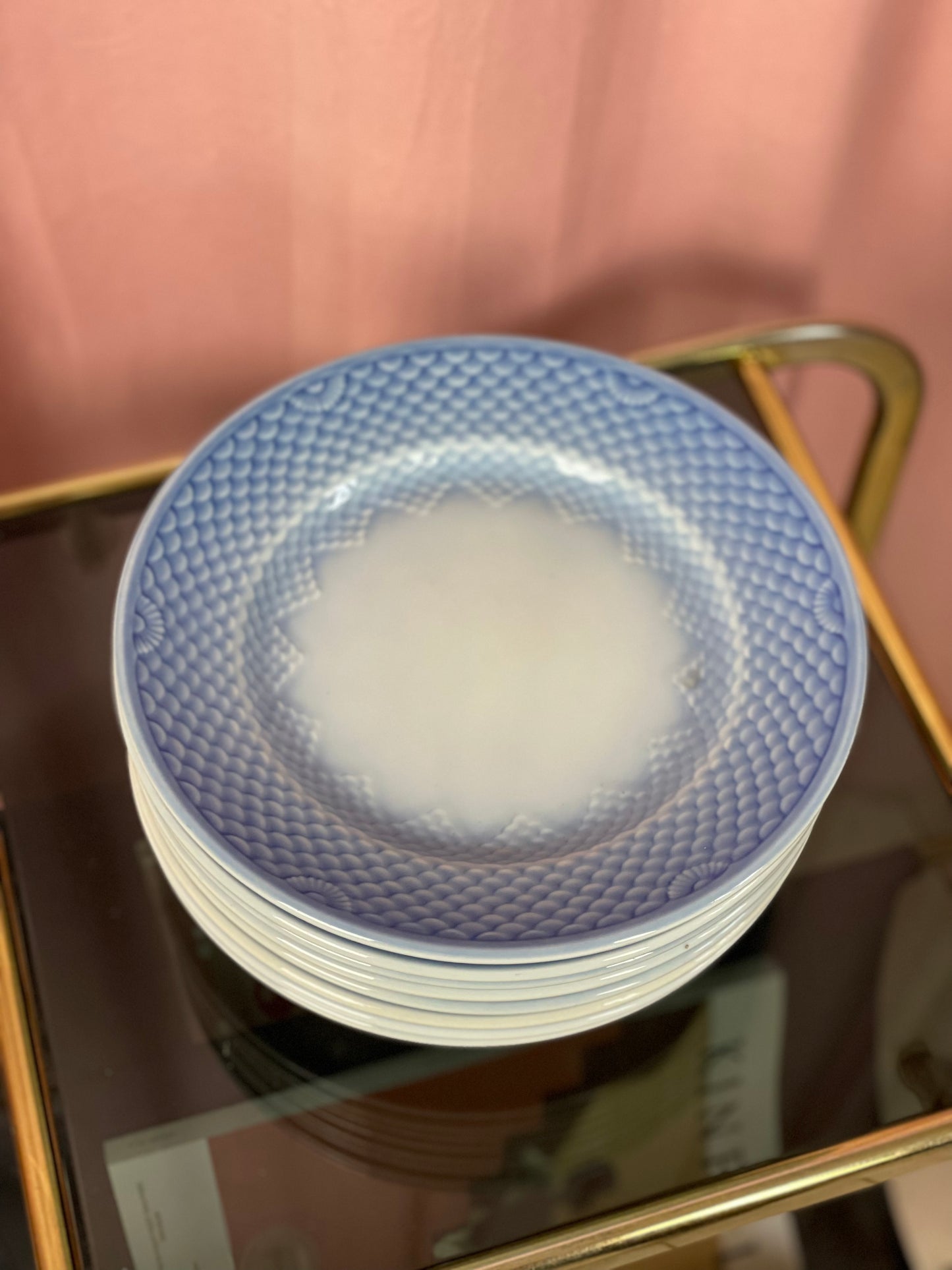 Blue tone large breakfast plates