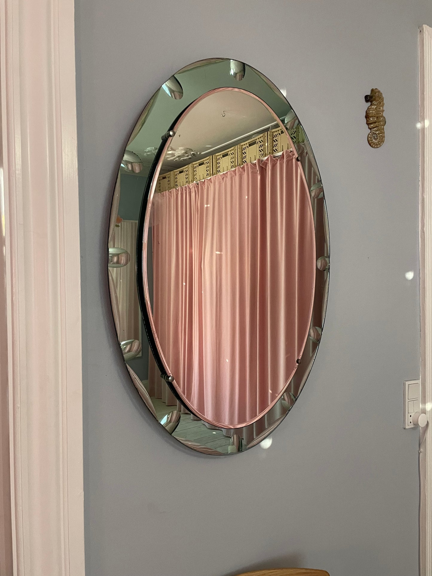 Italian vintage mirror with green edge