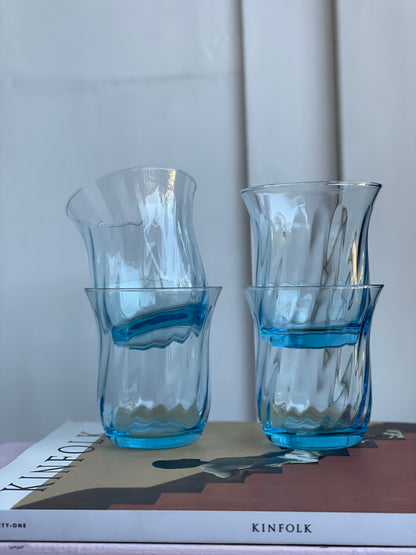 Italian water glass blue swirl