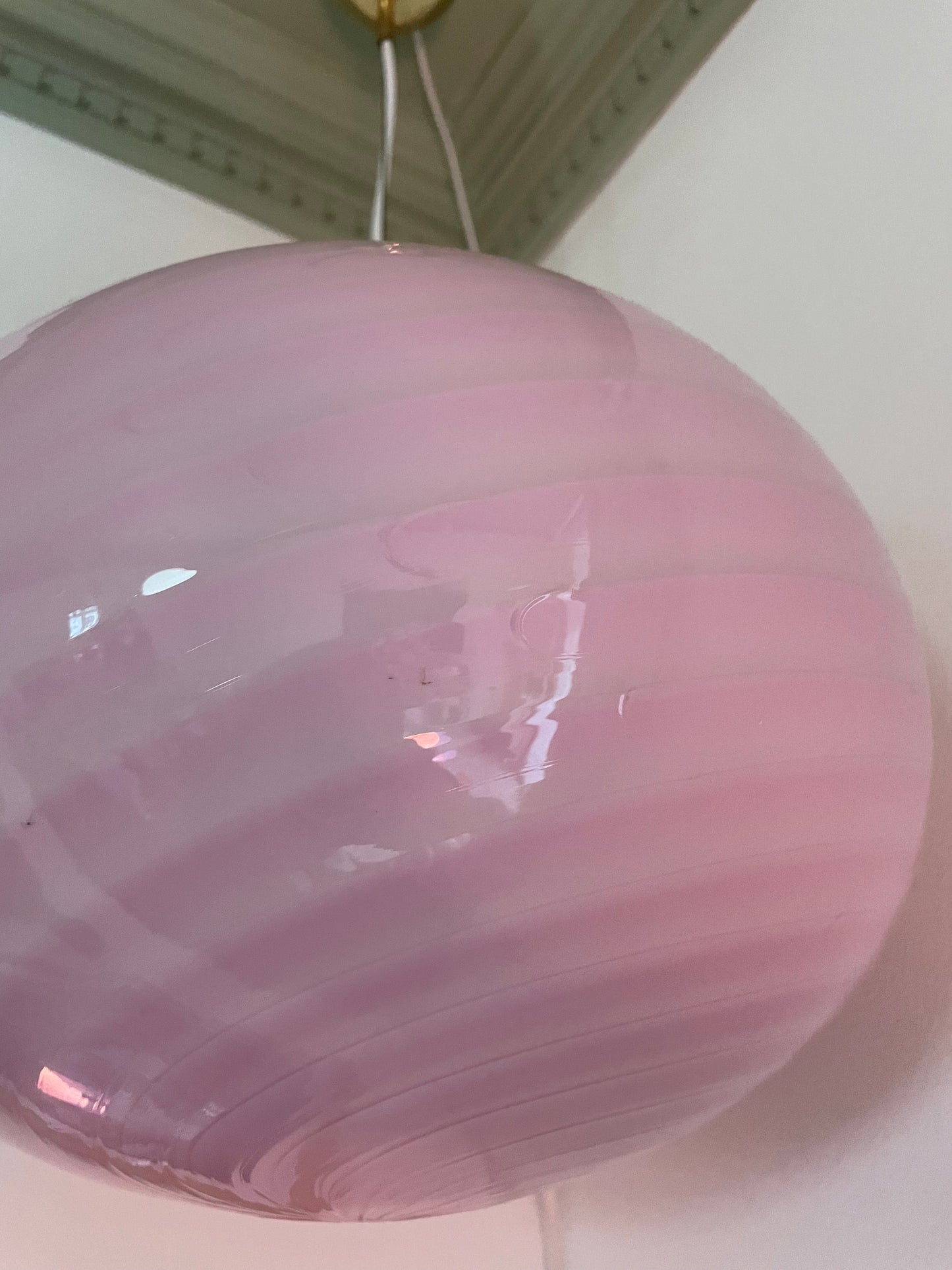 Bubblegum pink vintage Vetri Murano pendel med fejl
