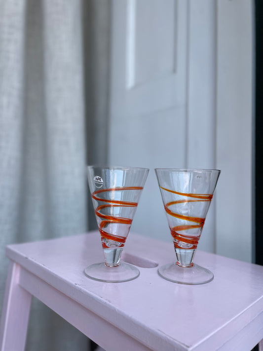 Italienske glas med orange swirl
