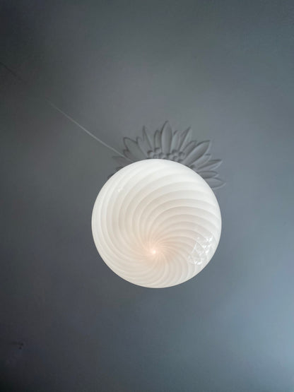 Vintage Murano lyserøde swirl pendel