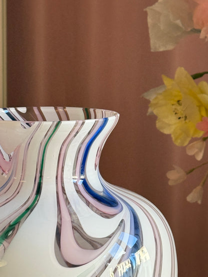 Vintage Murano Michielotto regnbue glasvase