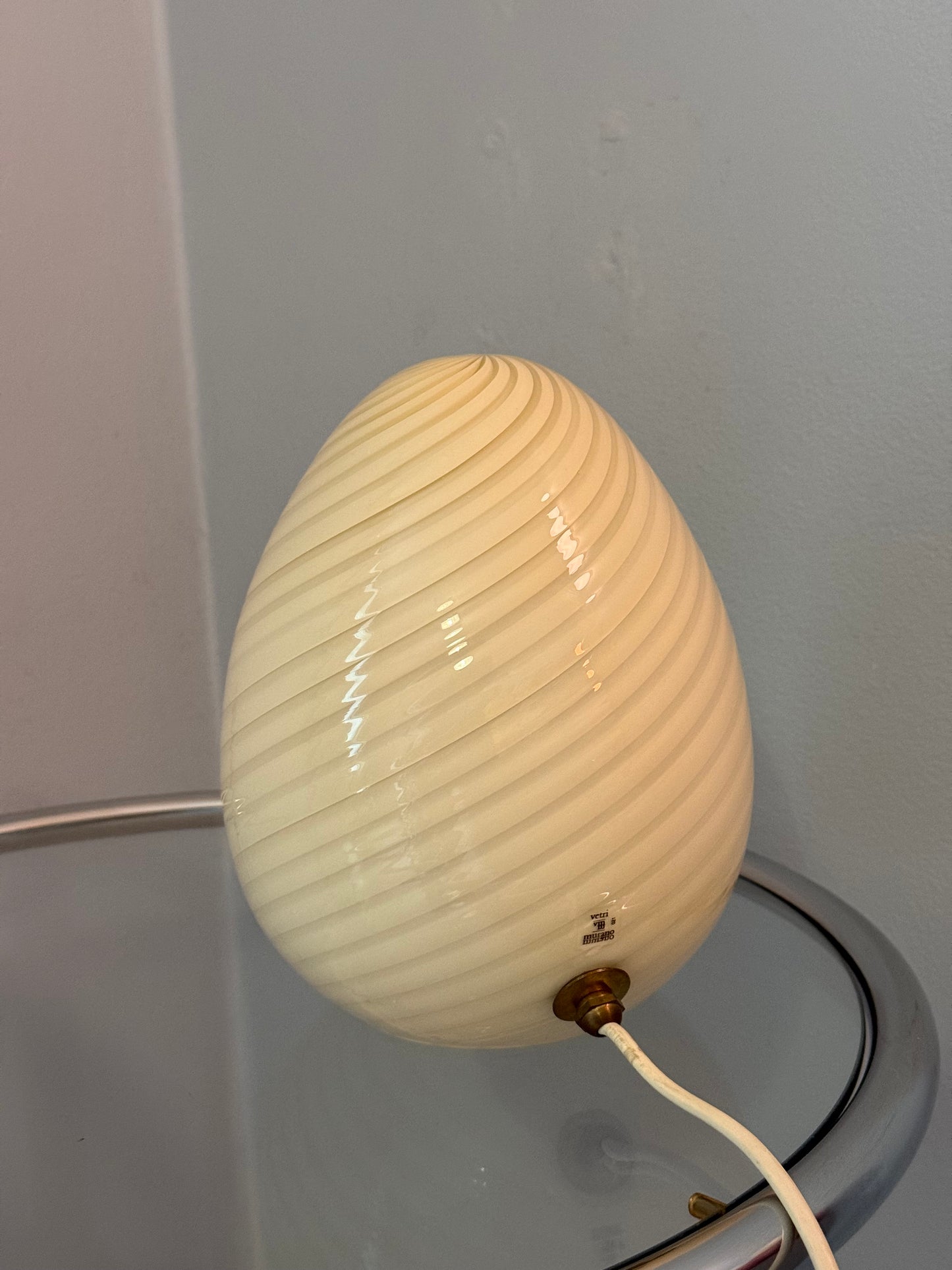 Vintage Vetri Murano gul æg bordlampe