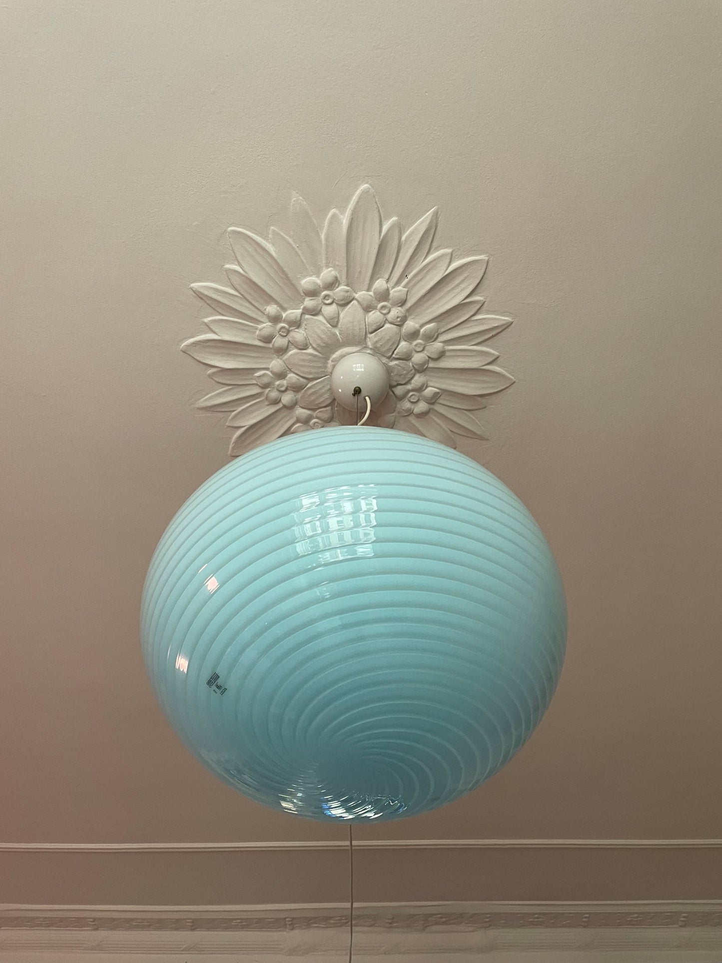 Vintage Vetri Murano blå pendel loftlampe 45cm