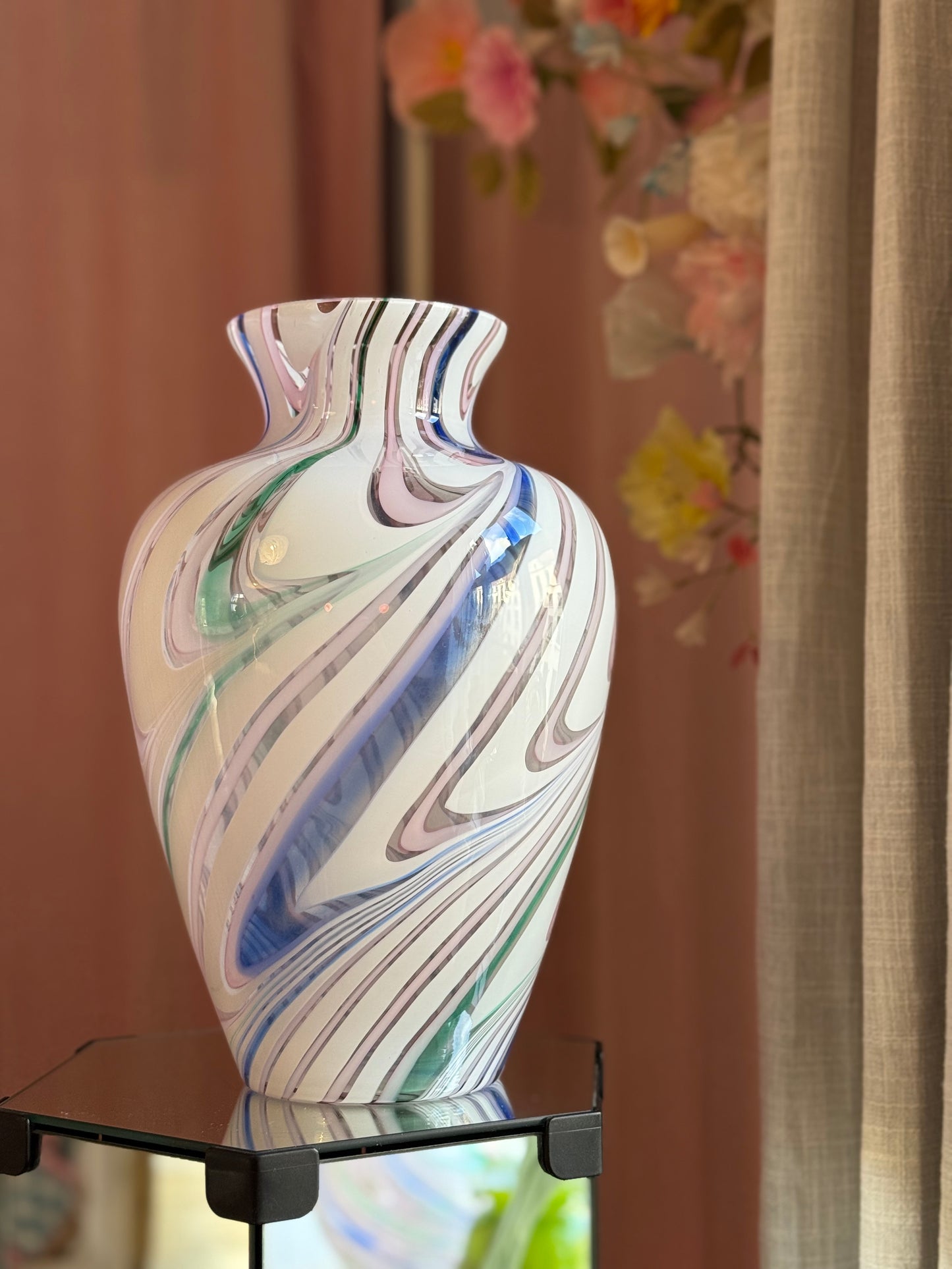 Vintage Murano Michielotto regnbue glasvase