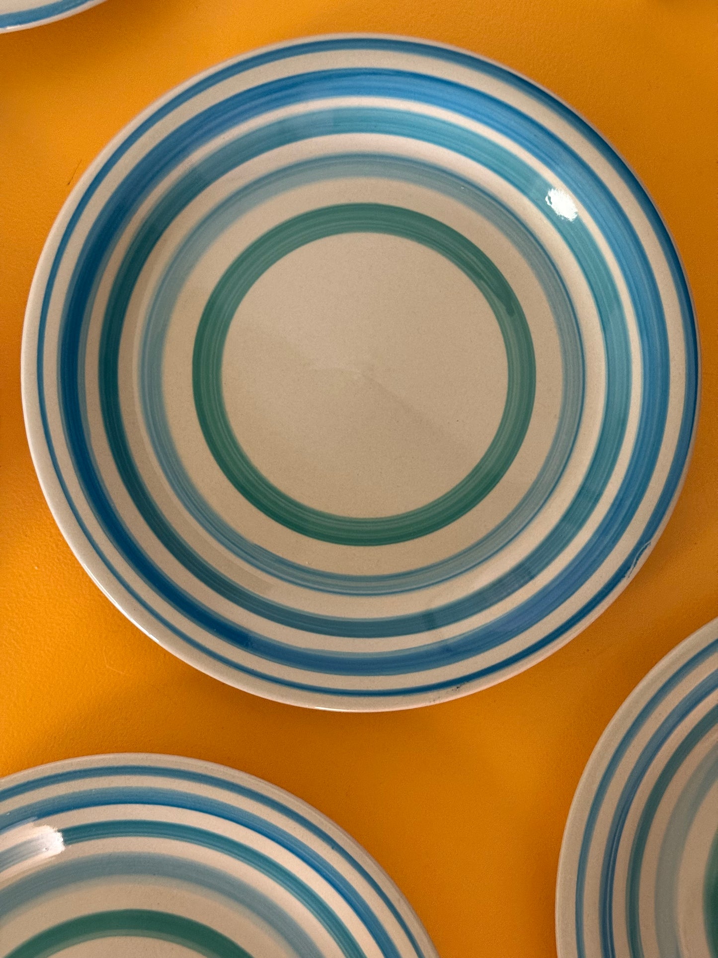 Blå grønne frokosttallerkener fra Italien