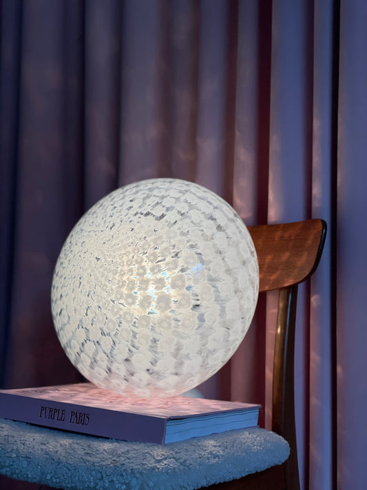 Vintage Murano speckled white pendant light 35cm