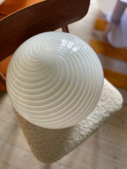 White swirl vintage Vetri Murano pendant light 35cm