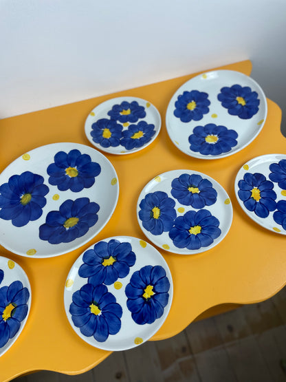 Blue-flowered lunch plates