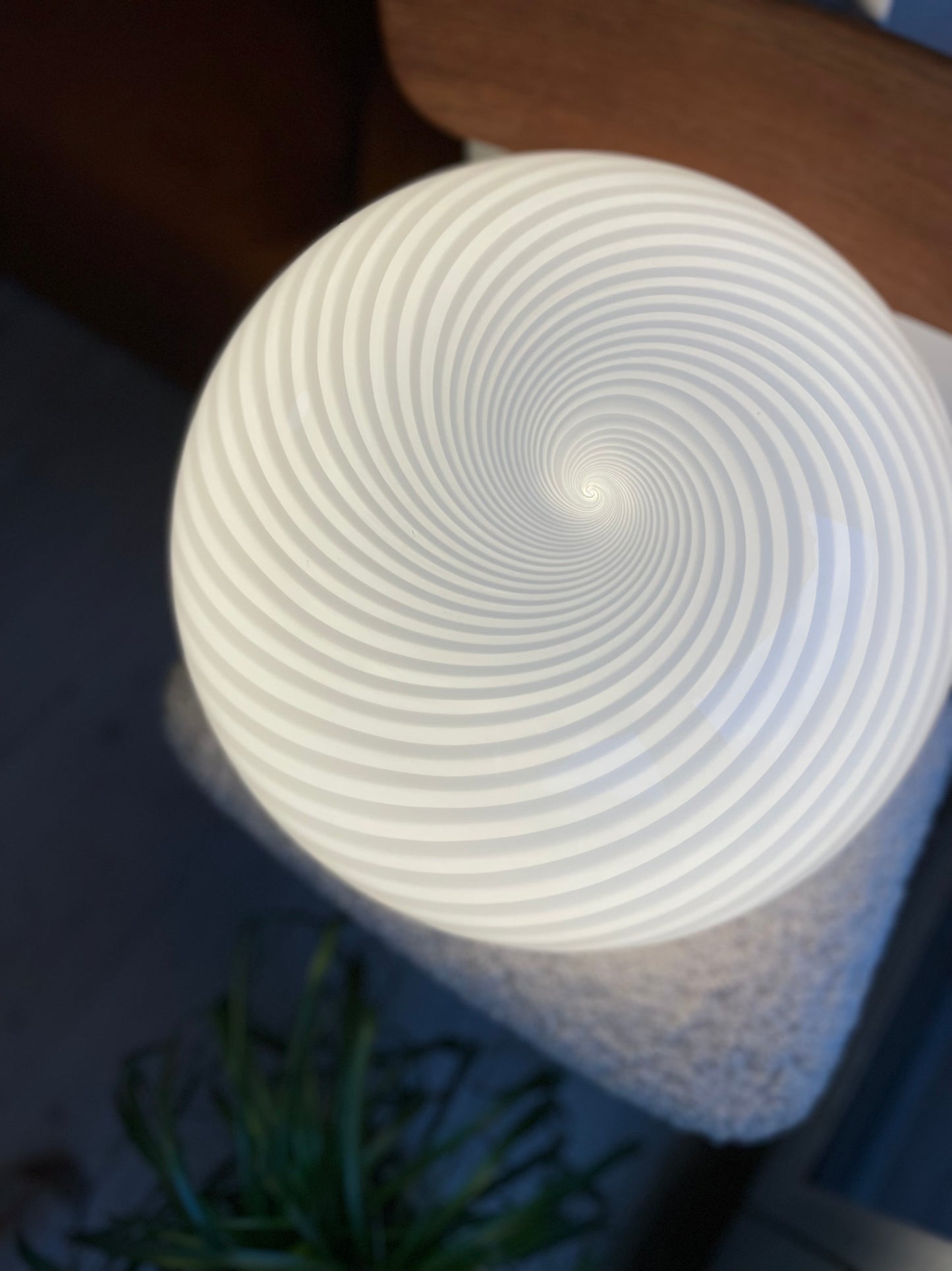 Vintage Murano hvid swirl loftlampe