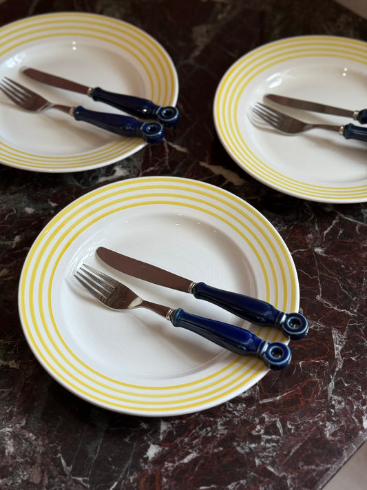 Blåt bestik i porcelæn