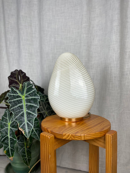 Vintage Murano yellow crushed egg table lamp