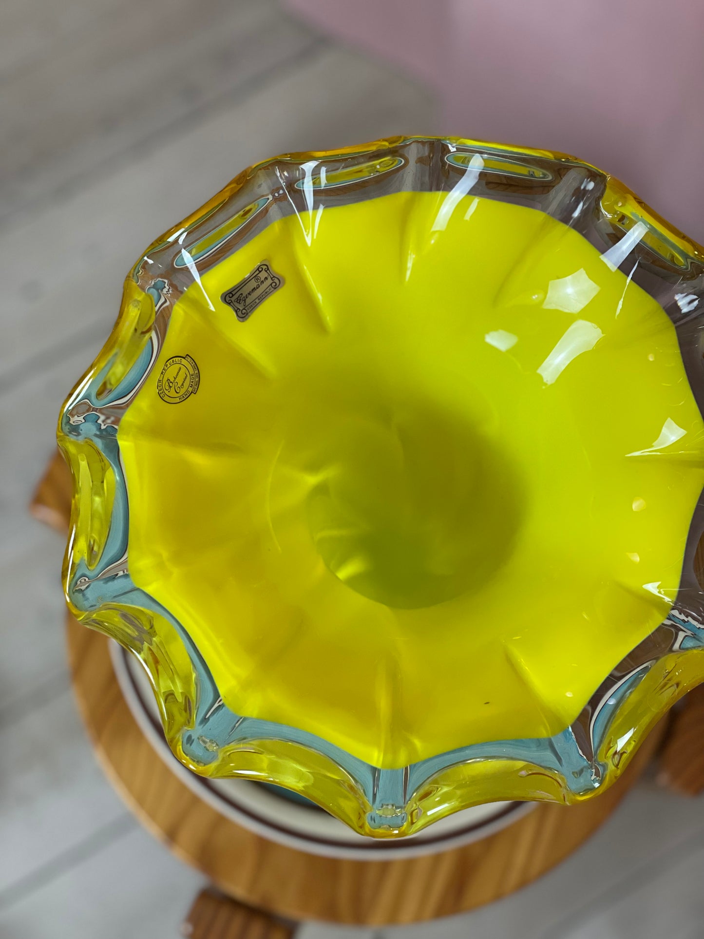 Large yellow glass vase