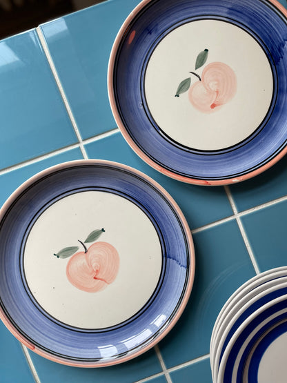 Set of two dinner plates with peaches