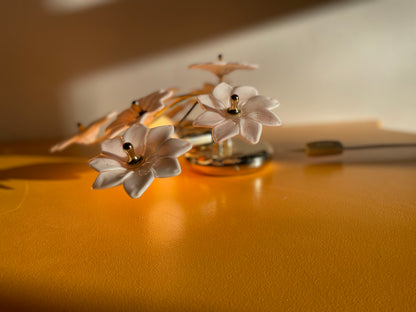 Murano blomster væglampe i messing og glas