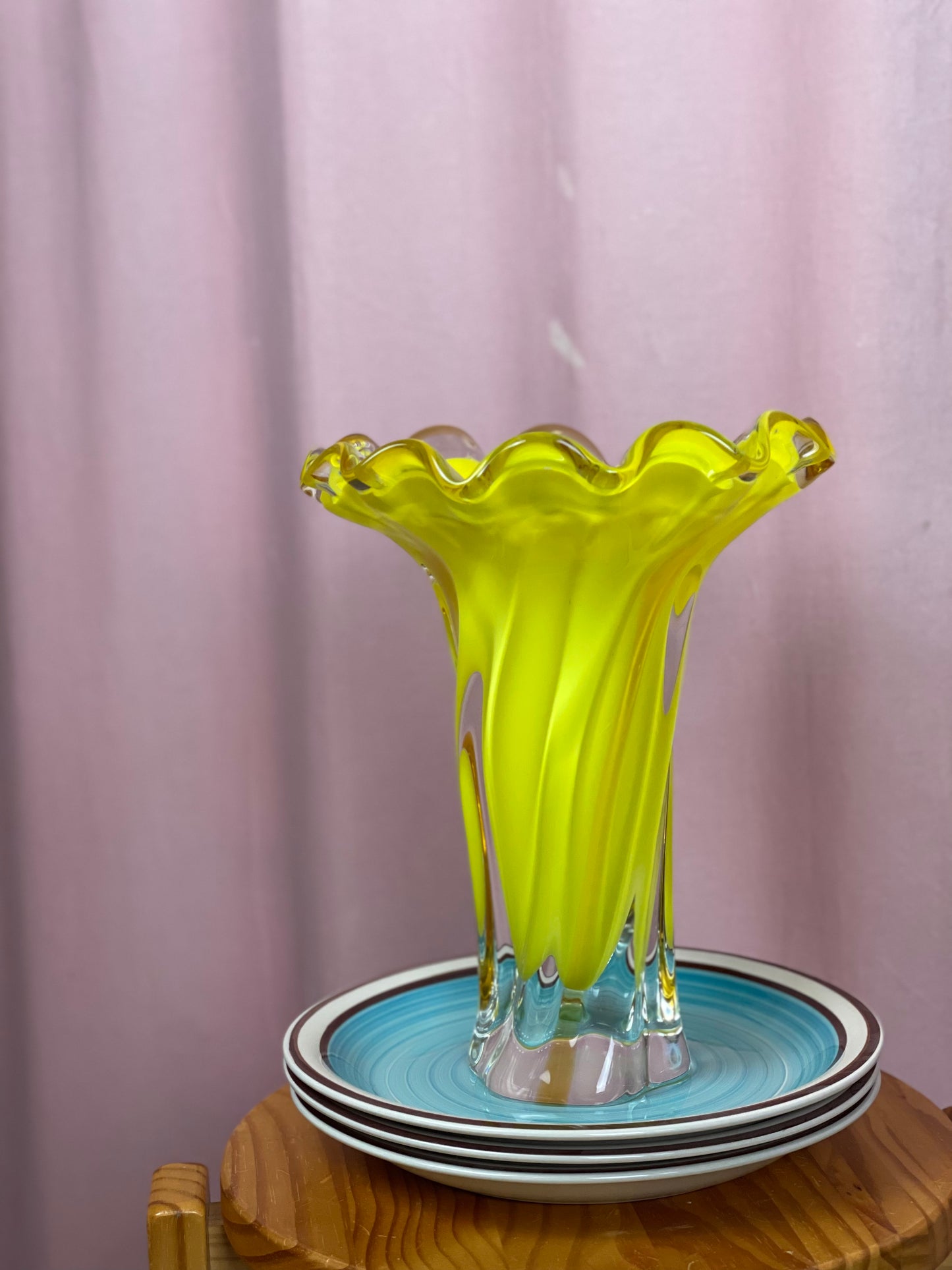 Large yellow glass vase