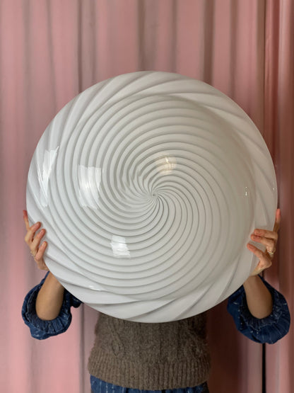 Mega 60cm vintage Murano plafond white swirl