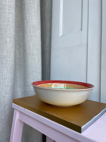 Large rainbow striped swirl bowl