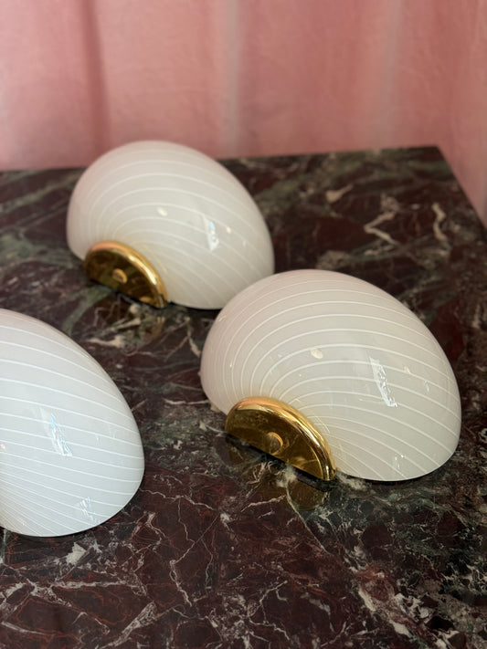 Vintage Murano entrelampe - hvid med fint swirl