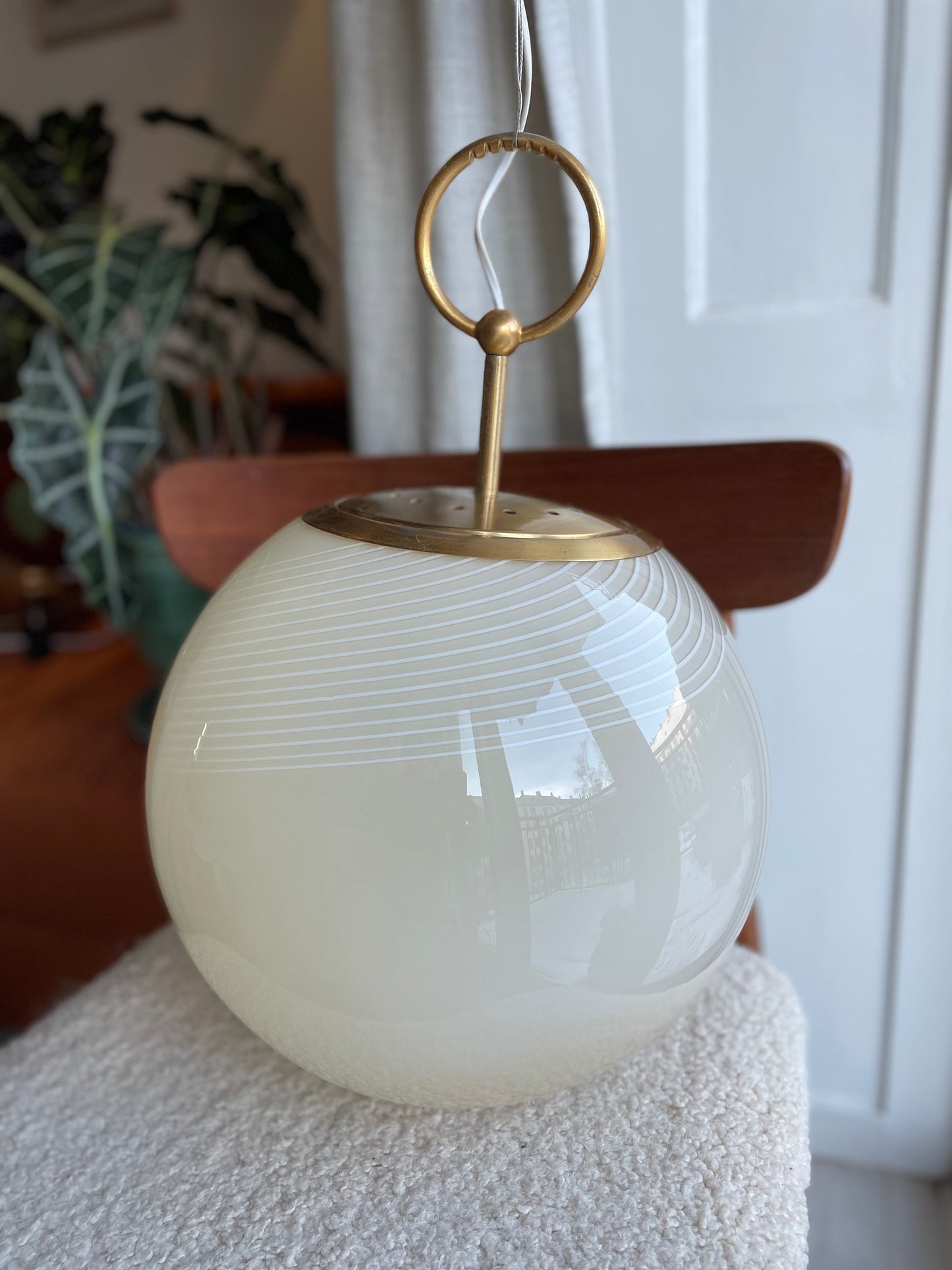 Vintage Murano yellow pendant light 35cm