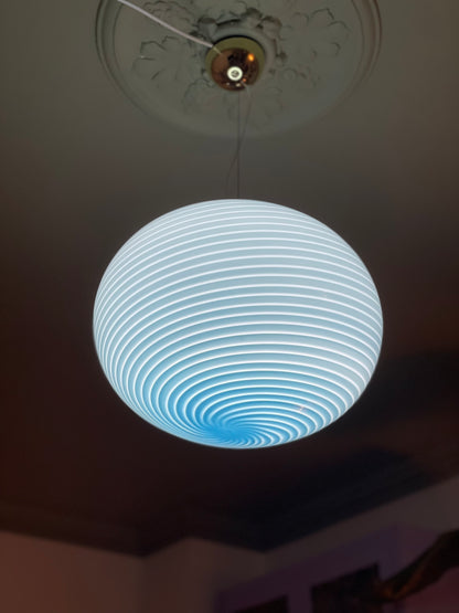 Vintage Vetri Murano blue swirl ceiling lamp