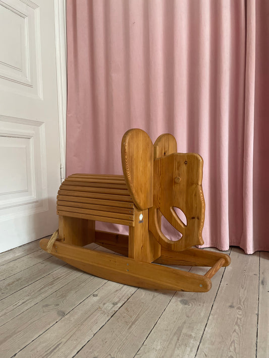 Rocking horse in pine wood